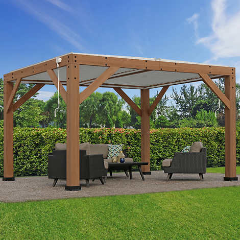 Yardistry Cedar Gazebo with Aluminum Louvered Roof  11 ft. x 13 ft.