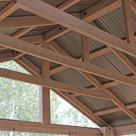 Yardistry Cedar Pavilion with Aluminium Roof  14 ft. x 12 ft.