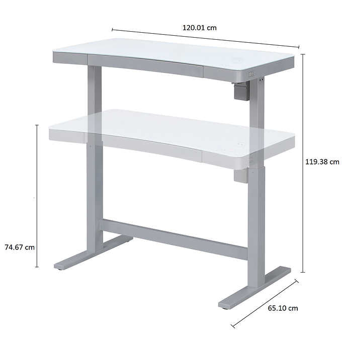 Tresanti Modern Adjustable Height Desk White 119.4 cm (47 in.)
