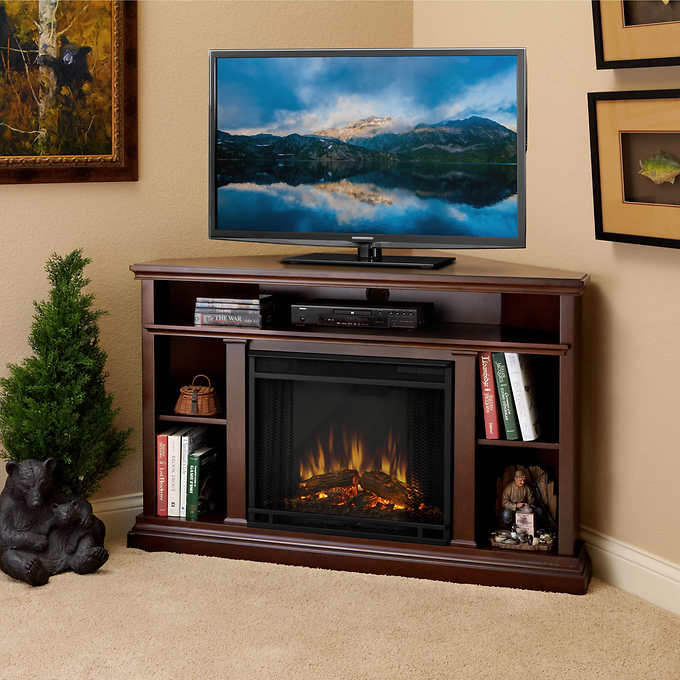 Real Flame Churchill 51 in. Corner Electric Fireplace and Media Console