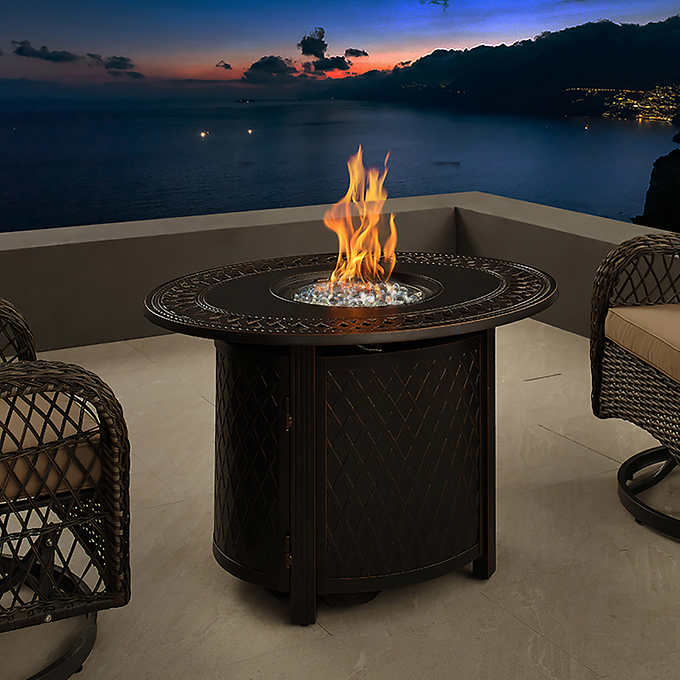 Oval Die Casting Aluminum Gas Firepit Table 32” x 40"