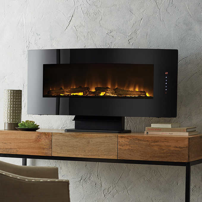 Contemporary 106.7 cm (42 in.) Curved Wall Mount Fireplace