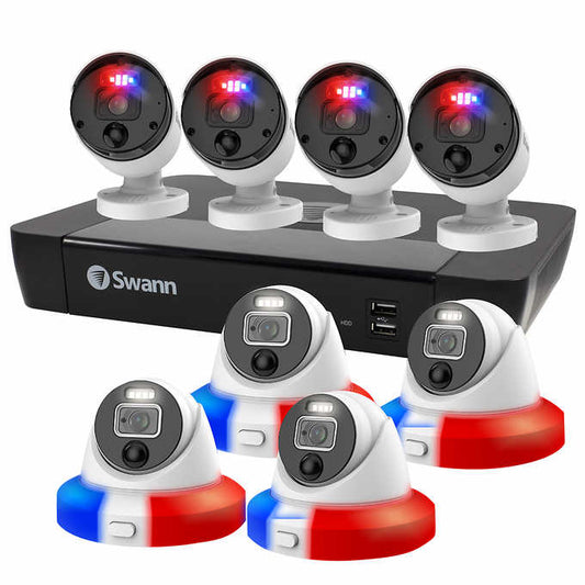 Enforcer 4K Ultra HD 8 Channel NVR with 4 Bullets and 4 Dome Cameras, Enhanced AI with Lights & Sirens SONVK-889804B4D-US