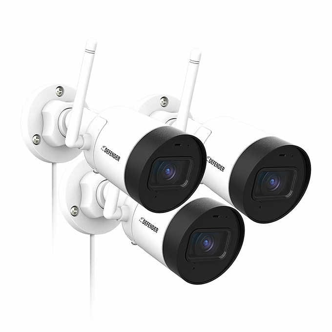Defender Guard Wi-Fi Indoor and Outdoor 2K IP wired Security Camera, 3-pack IP4MCB3