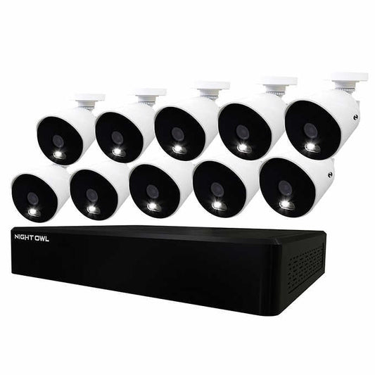 Night Owl 12-channel 4K UHD DVR with 2TB HDD and 10 4K UHD IP Cameras DP8L2-1210-B