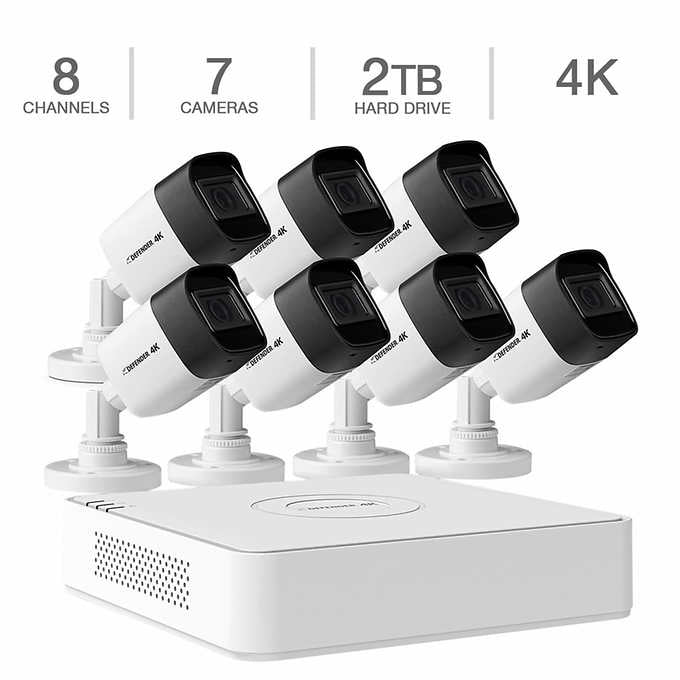 Defender 8-channel 4K UHD DVR Security Surveillance System with 2TB HDD and 7 4K Bullet Cameras 4K2T8B7V2
